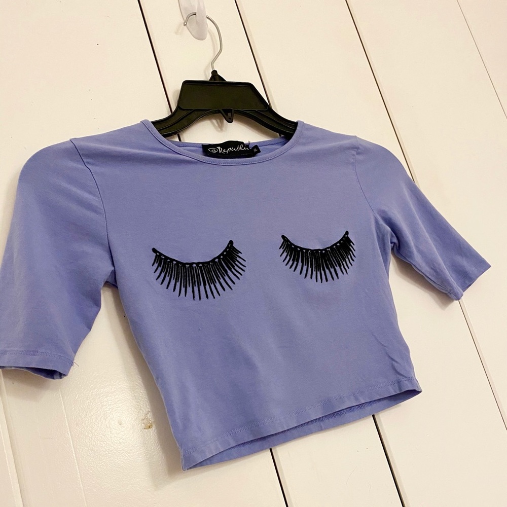 Periwinkle Eyelash Crop Top